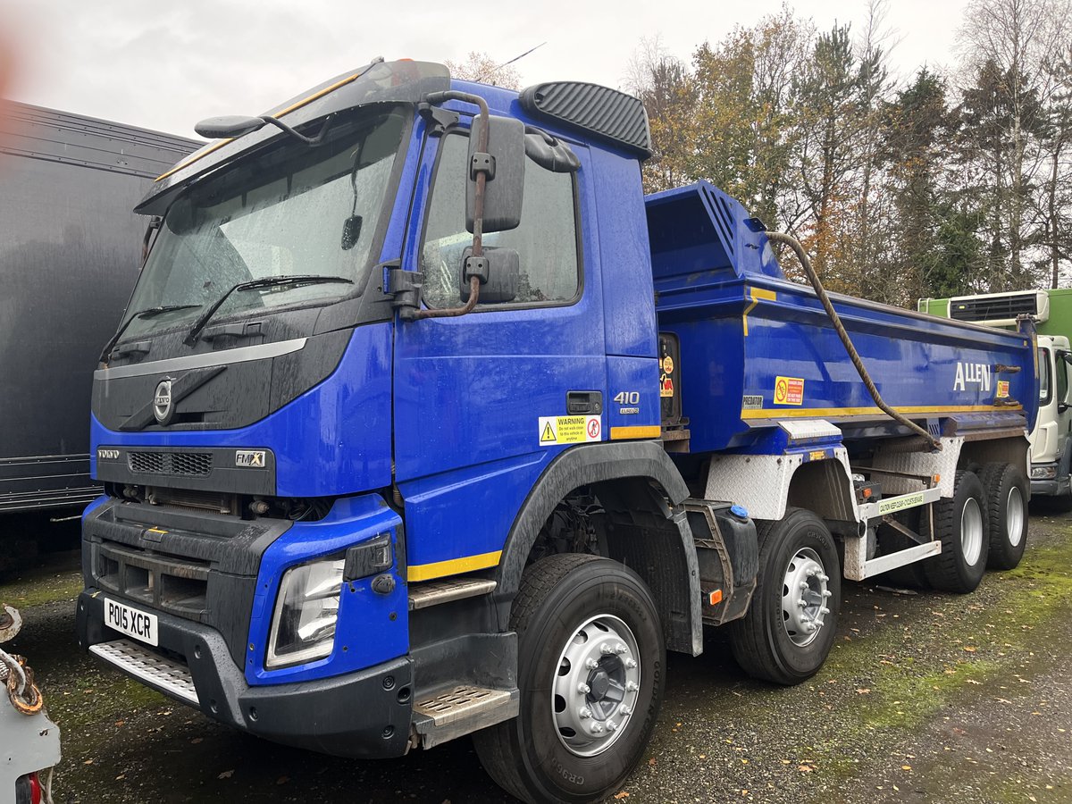 bucksofken's tweet photo. 'Old to New' - 8 wheeler Tipper to 4,000 gallon Water Tanker. Old bodywork stripped off the 2015 Volvo FMX410 8x4, then refurbished and serviced. New Tanker bodwork by us with pumping and spray facility completes the package - for dust laying duties in the Falkands. https://t.co/hN3zbi0r0B