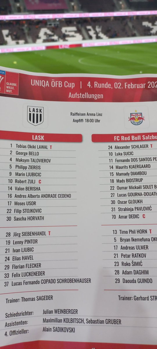 g_mayrhofer's tweet photo. Berisha gibt im Cup-Viertelfinale gegen seinen Ex-Klub Salzburg sein Debüt für den LASK. #askfcs #askrbs #oefbcup #glaubewillemut https://t.co/2NJxQr3Yxh