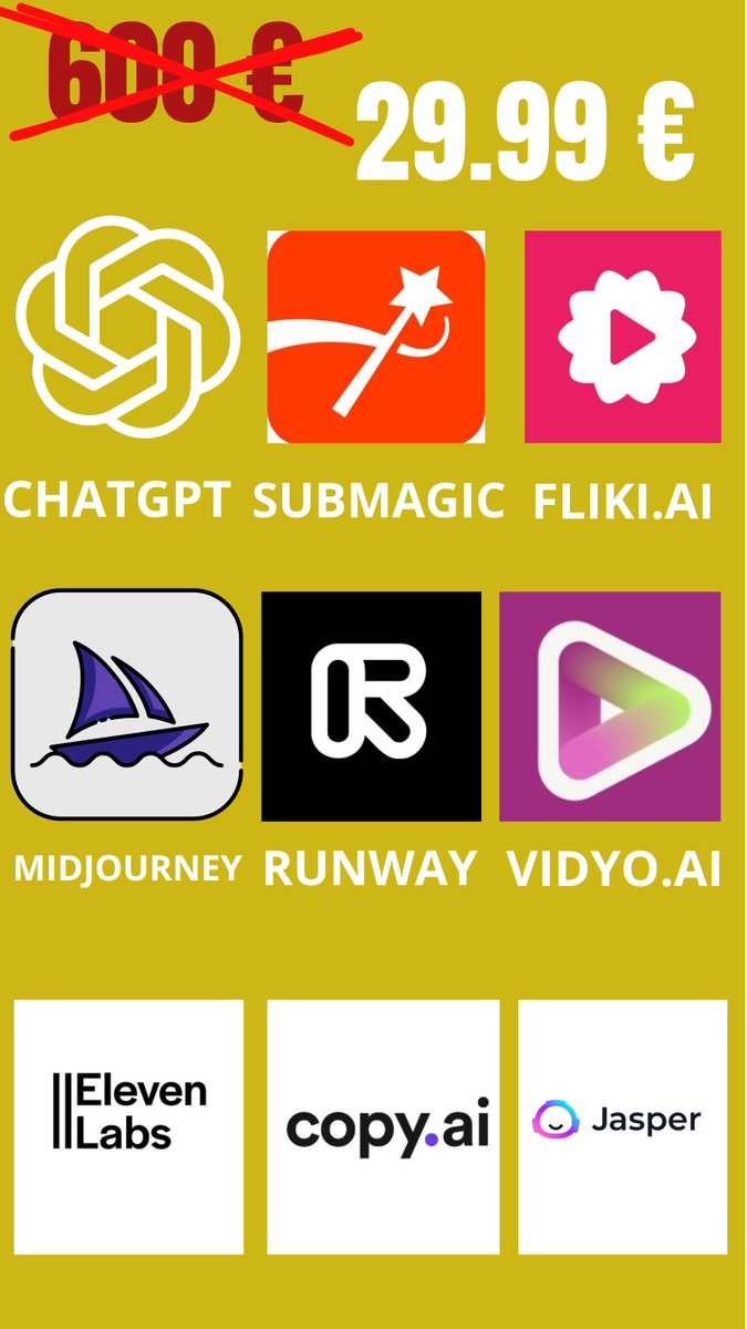 Des jeunes aux Us économisent 600€ / mois tout en accédant à un ensemble d'outils IA parmi les plus puissants tels que :

GPT-4, Midjourney, Elevenlabs, etc…

Le tout inclus dans un seul pack à 29,99 €. 🤯

Pour l'obtenir :

Like et RT ce post.

Commente : Pack 30