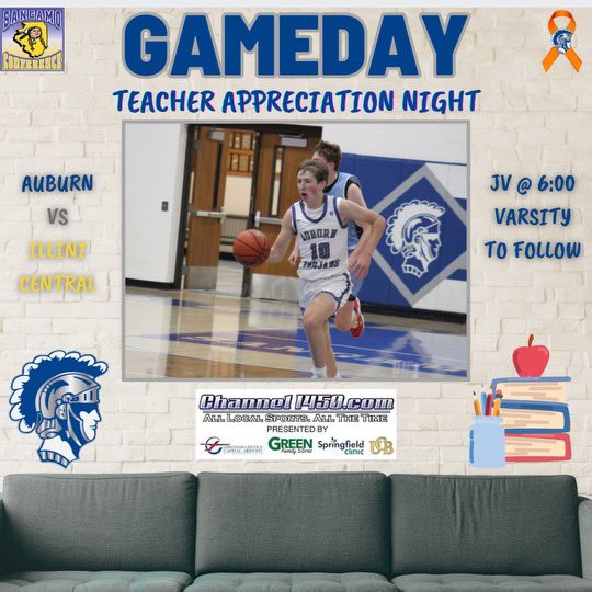 AuburnTrojansBB's tweet photo. 🔵⚪️GAMEDAY🔵⚪️
Teacher Appreciation Night Edition
Come on out and support your Trojans and Teachers! Trojans (21-3) take on Illini Central (11-12) in a @sangamoconf matchup! Let’s pack the place!
#TrojanNation #NoExcuses #KernStrong 🧡 https://t.co/HFppaK1Zzz