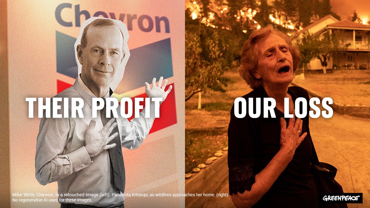 greenpeaceusa's tweet photo. BREAKING: Chevron, one of the world’s biggest polluters just announced a WHOPPING $26.3 BILLION in cash returned to shareholders for 2023 – more than any other year in the company’s history.

2023 was also Earth’s hottest year on record! 🔥👎 https://t.co/WvN639xPpw