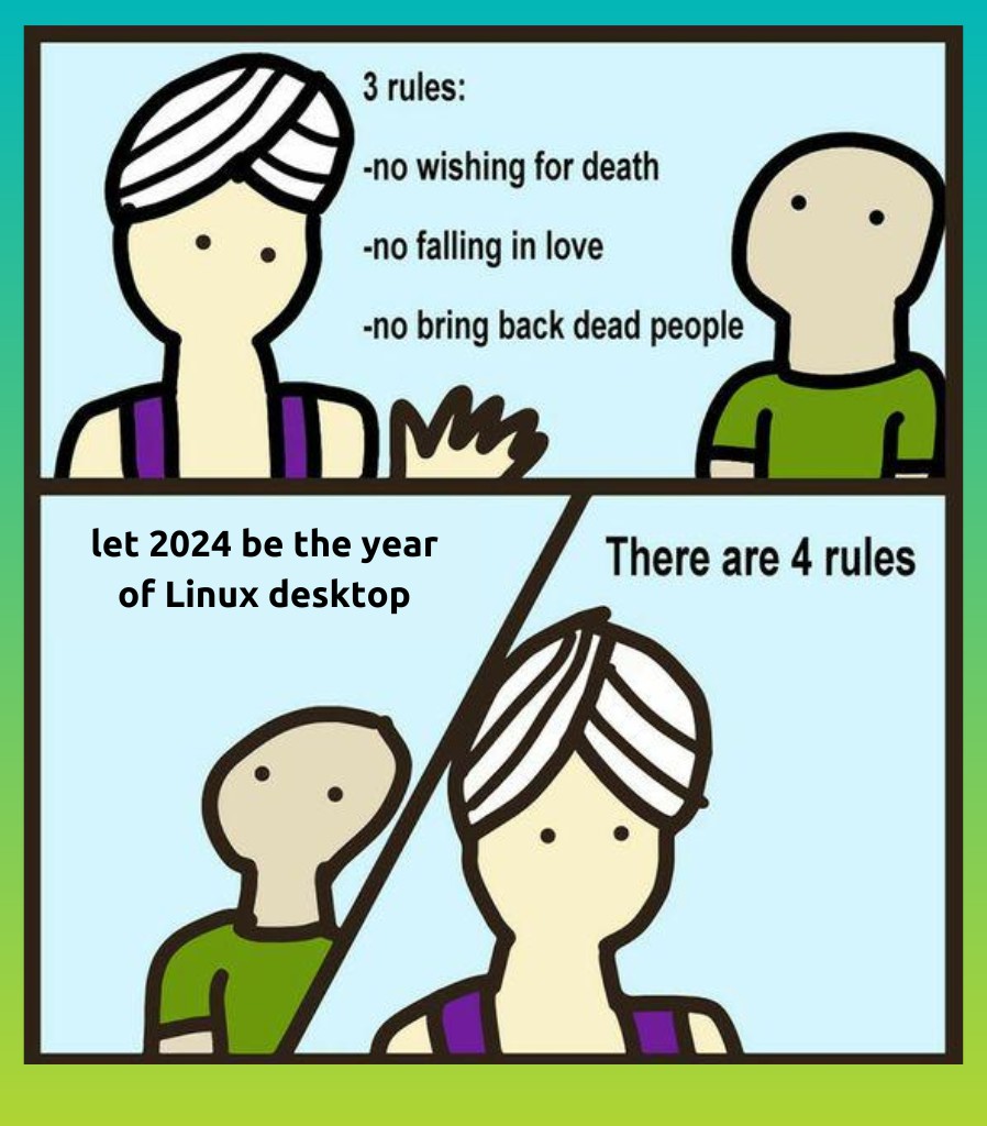 Itsfoss's tweet photo. Oh well. 🤐

When do you think will the year of Linux desktop arrive?

#linux https://t.co/8bdTiRqUbQ