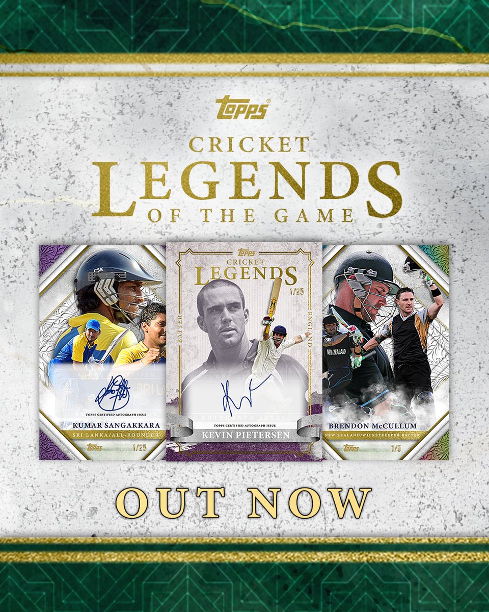 Topps_UK's tweet photo. Topps Cricket Legends of The Game is OUT NOW! 🔥

Our very first limited-run premium release of a Cricket Legends of The Game set!

4️⃣ Card Premium Box:
2️⃣ Autograph Cards ✍️✍️
2️⃣ Numbered Parallel Cards 🪩🪩

🔗 https://t.co/MoBhugRALy

#CricketCards #TheHobby https://t.co/SwFmcnOaVr