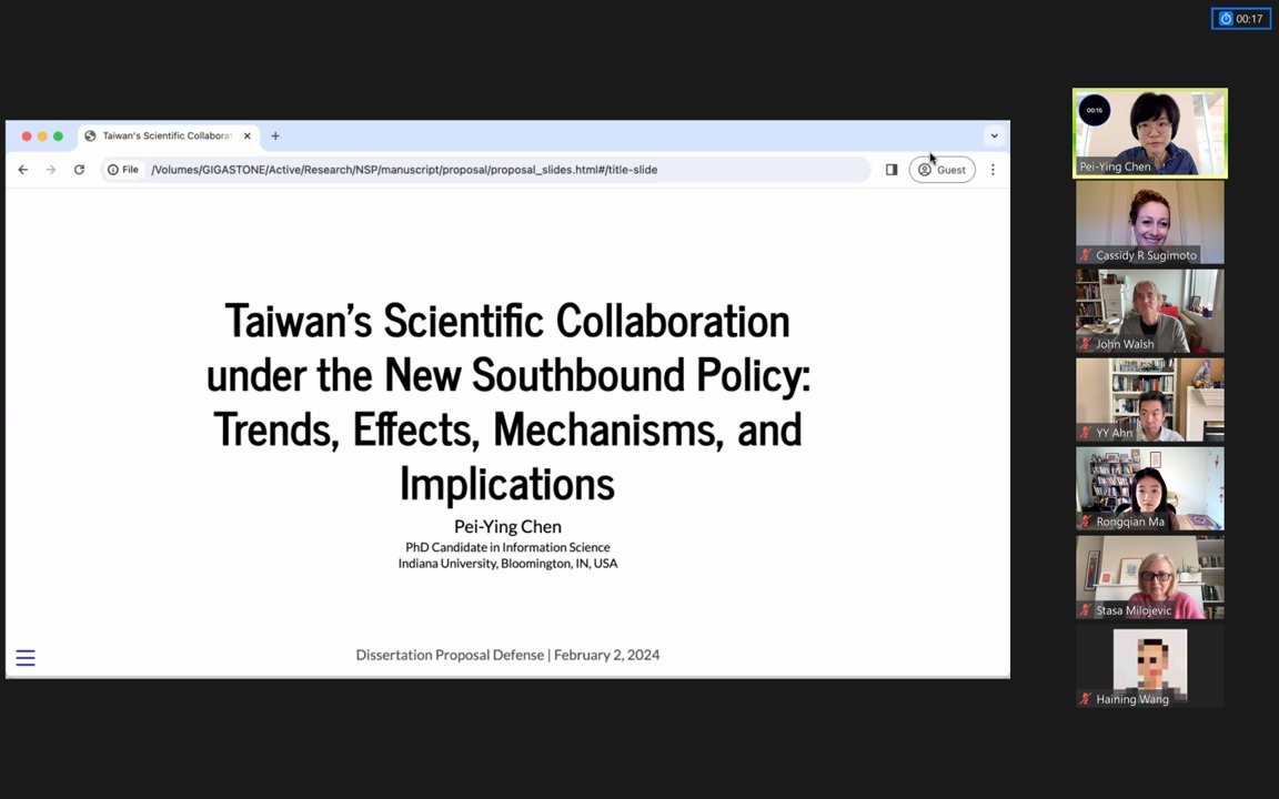 csugimoto's tweet photo. The look on my face says it all: I am so proud to see @peiying_chen reach the proposal milestone and I look forward to reading her dissertation on "Taiwan's Scientific Collaboration under the New Southbound Policy". @IULuddy https://t.co/bvQaDvY91h