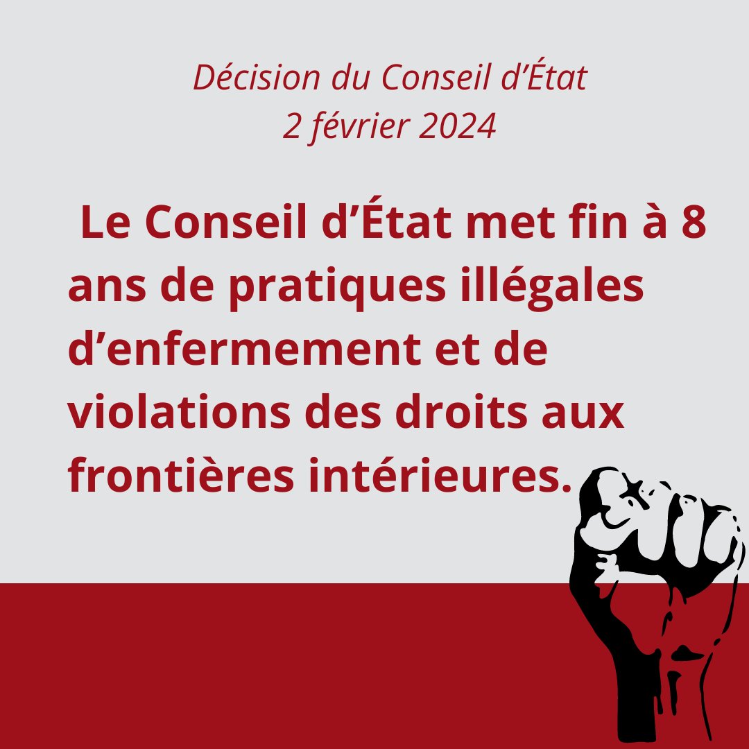1/⚠️Le Conseil d’État vient d'annuler l’article du Ceseda qui permettait d’opposer des refus d’entrée aux personnes exilées aux frontières intérieures en toutes circonstances et sans aucune distinction dans le cadre du rétablissement des contrôles aux frontières intérieures.
