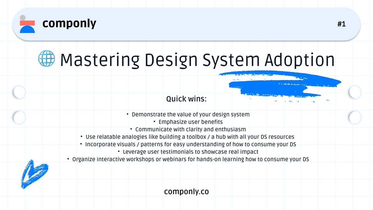 componlyapp's tweet photo. Back to School - Here are all @mehdibcl quick wins to get your design system adopted

[🔖 Bookmark for later]

1/2 https://t.co/WHP5LLBHc5