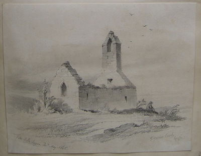 Views of St Fintan's Church , Sutton, today; 1853 by McFaralnd and 1846 by Du Noyer ©Europena. The small, oratory-like, building is located within a circular enclosure. Appears to be an Early-Norman church with later medieval alterations (archaeology.ie). #cmf2024