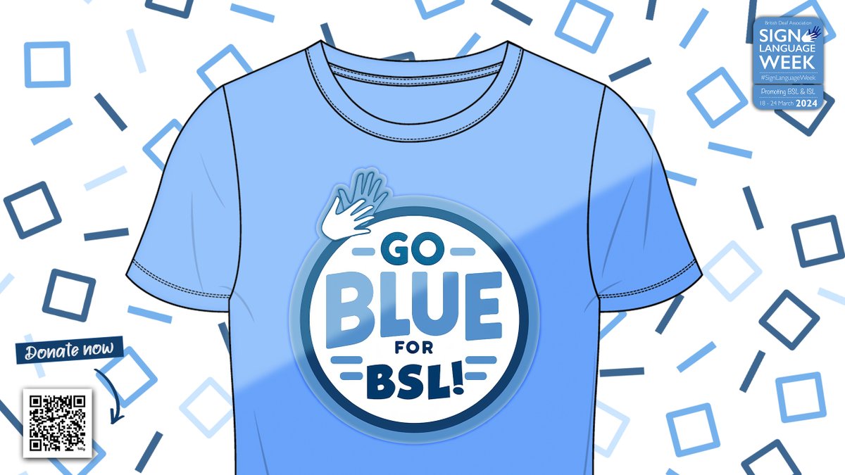 Sign Language Week (SLW) 2024 is happening March 18-24!

This year, we're all about promoting BSL &amp; ISL with our "Go Blue" initiative💙

To learn more about what's planned for SLW and to download your SLW assets go to:  signlanguageweek.org.uk

#SLW2024 #BlueOutForBSL