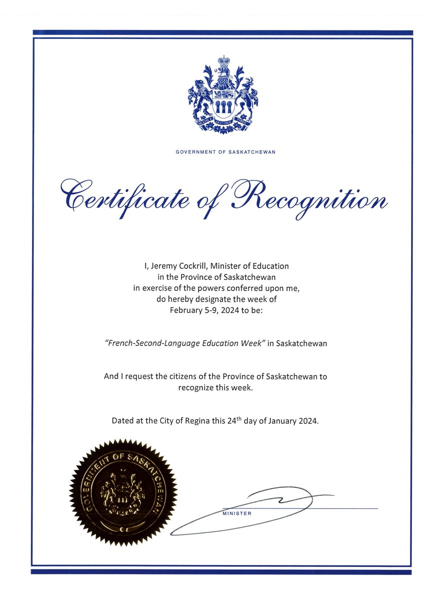 cpf_sk's tweet photo. Today, we kick-off French-Second-Language Education Week 2024.
This year’s theme is A perfect time to celebrate the FSL community!
Schools across Saskatchewan will be celebrating with various activities. Learn more at https://t.co/BasiSwFyOu. https://t.co/I78onytZvn