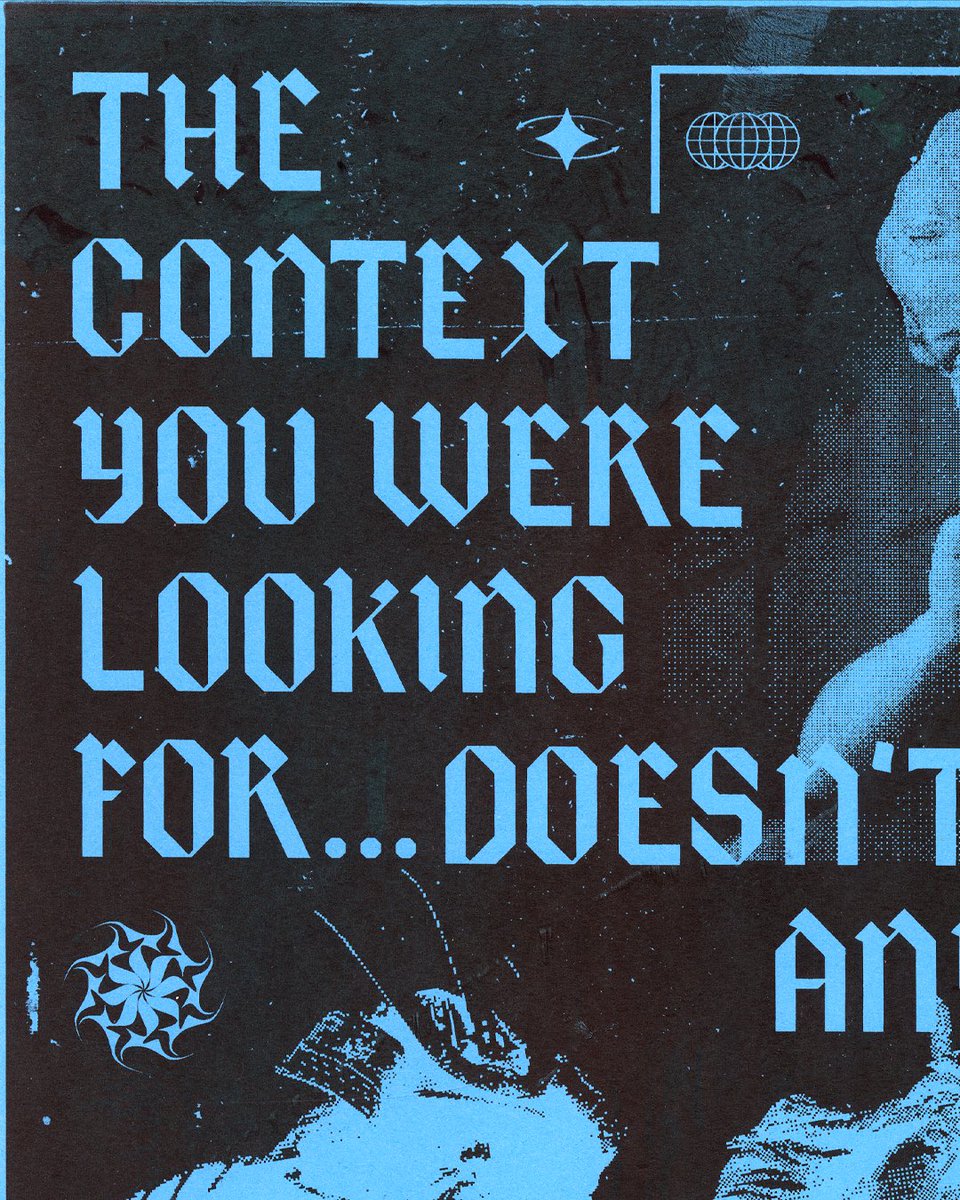 LukaDesigning's tweet photo. “The context you were looking for doesn’t exist anymore” My screen printed poster that I scanned. I resonate with the quote at the bottom so much. It kind of inspires the style of all the posters you will see from me. #GraphicDesign #portfolioday #poster #posterdesign #art https://t.co/81FxLvgJtK