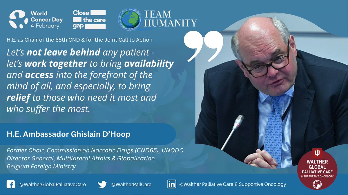 Galvanizing the 🌍 community to address massive disparities in Access & Availability to Essential Medicines & #PalliativeCare, H.E. Amb @gjmdhoop as Chair of #CND65 championed the @WHO @UNODC @INCB Joint Call to Action & urges #LeaveNoPatientBehind #WorldCancerDay @DrTedros @uicc