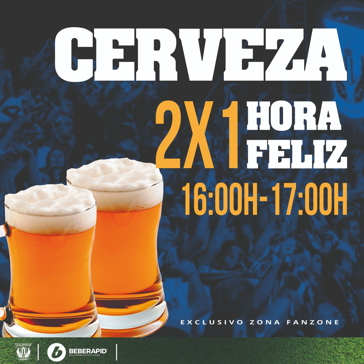 CDLeganes's tweet photo. 🍻 ¡Oyeeeee! ¡Que mañana tenemos HORA FELIZ en nuestra #PreviaDeButarque! 😱