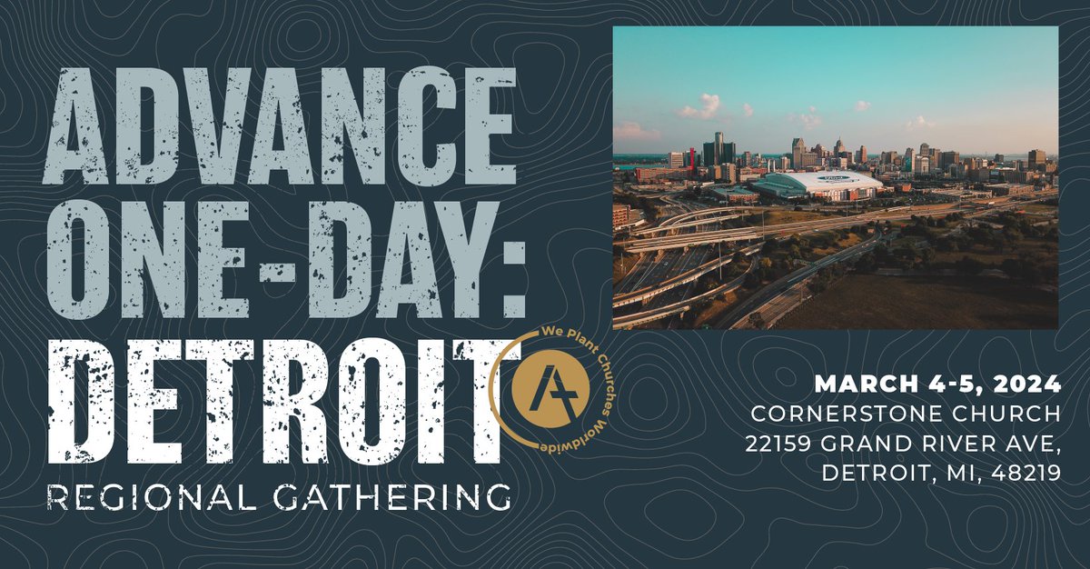 We are hosting an <a href="/Acts29/">Acts 29</a> Advance One-Day conference in Detroit to talk about church planting across the Midwest. If you have any interest in helping new churches get started, we'd love to have you join us on March 4-5. signupforms.com/registrations/…