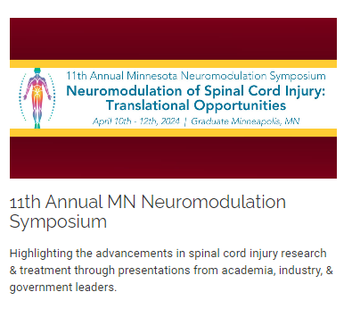Karriemolitor's tweet photo. REGISTRATION IS NOW OPEN for the 11th Annual Minnesota Neuromodulation Symposium at the Graduate Hotel in Minneapolis, MN from April 10-12, 2024. Register for Neuromod, apply for a travel award or submit a poster: https://t.co/xYYgYD5gA8
#Neuromod2024 #MnDRIVE #IEMInnovationweek https://t.co/c5FGxlkoLV