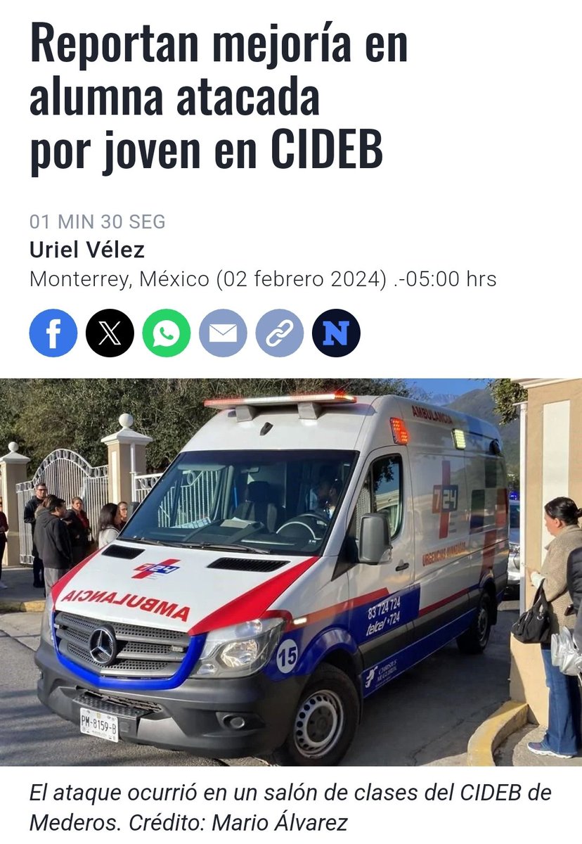 urielvelez07's tweet photo. De acuerdo con el último reporte médico, la alumna del #Cideb atacada por un compañero en el salón de clases, ha mostrado mejoría y fue extubada esta semana.
Se recupera de un traumatismo cranoencefálico y de fractura en brazo.

 Vía @elnorte 
✍️https://t.co/HCs6t1xsgD https://t.co/wLx7uN1Zog
