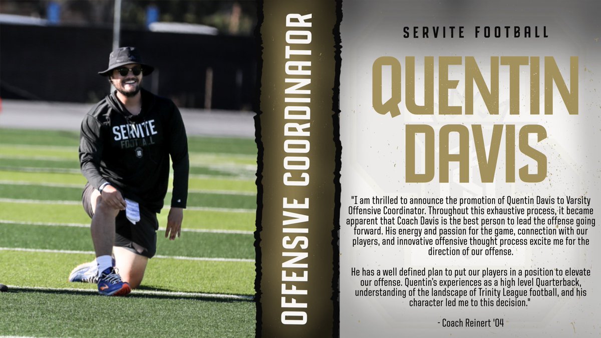 We are proud to announce the appointment of Coach Davis as our new OC‼️ Let’s get to work. #credo #gofriars #weareservite #servitefootball