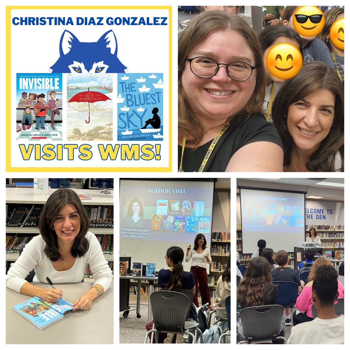 Loved visiting Westglades MS in Parkland, FL! What a wonderful group of students, teachers, & staff. Thank you to the amazing media specialist, Jenny Statos, for organizing everything!#authorvisit #booktwitter #librariantwitter #mediaspecialistsareamazing