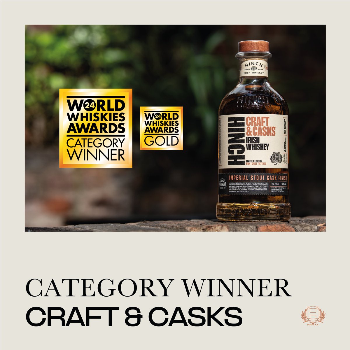 Our Craft & Casks Imperial Stout Finish and 5 Year Old Double Wood have both struck gold at this year's World Whiskies Awards, each winning category winner and gold. Double Delight! #WorldWhiskiesAwards #Awards #HinchWhiskey #Whiskey