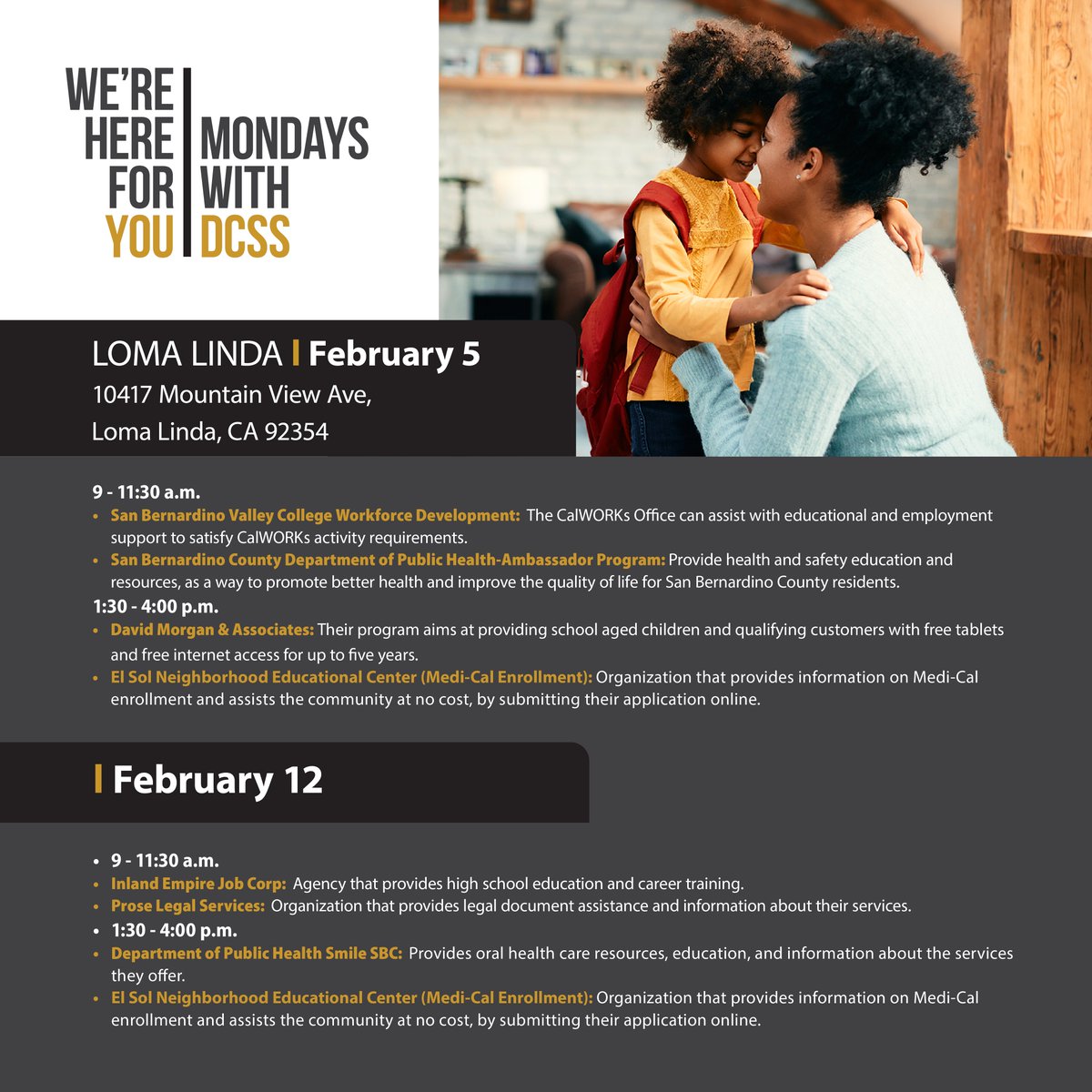SBCoDCSS's tweet photo. Come and join us for Mondays with DCSS! Each location will have a community partner to help with the community's needs. #community #outreach https://t.co/GXEmC9SMA9