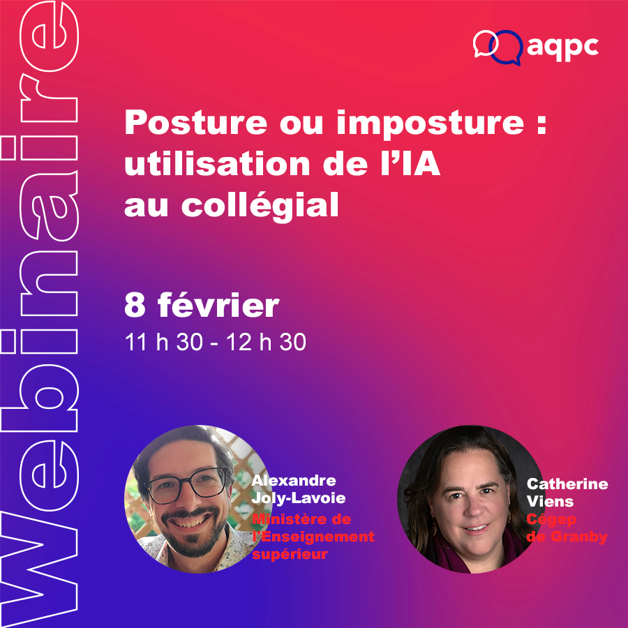 nperreault's tweet photo. | Les webinaires de l'AQPC : gratuits, ouverts à tous et avec interprétation simultanée | Explorons l'impact de l'intelligence artificielle (IA) sur les pratiques des professionnels de l'enseignement supérieur. https://t.co/ilpq5dIaUs @AQPedCol https://t.co/Dv4EsI7j9e