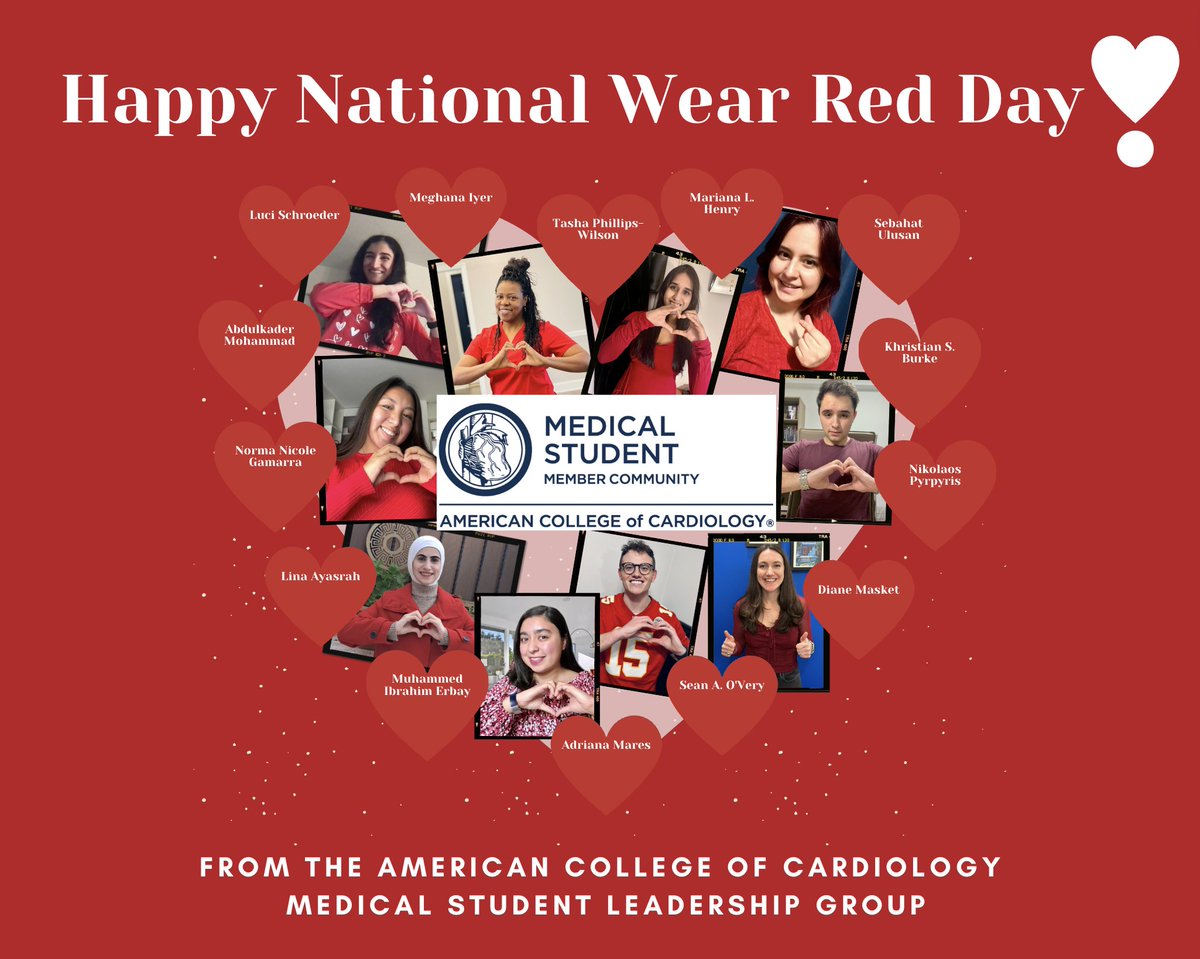 Happy National #WearRedDay from our @ACCinTouch Medical Student Leadership!❤️💪🏻 Let’s stand together to take charge of our own heart health and the health of those we love. @GoRedForWomen @American_Heart #GoRed #HeartMonth #HeartHealth 🌹💃💄👠