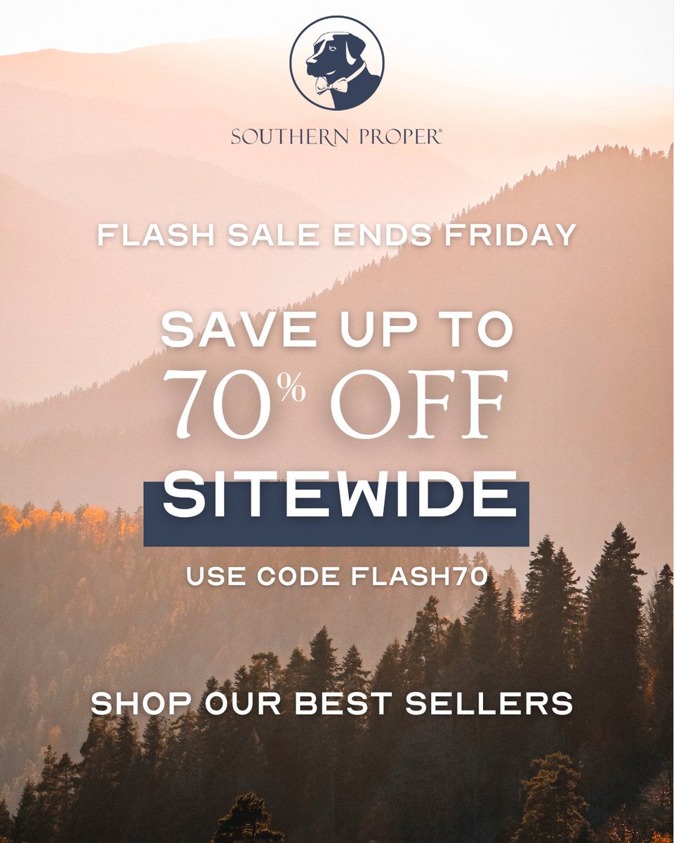 Today is the last day! Our flash sale ends tonight

Use code FLASH70 to get 70+% Off 

Shop Here and Save
southernproper.com
#Sale #SouthernProper #EndofSeason