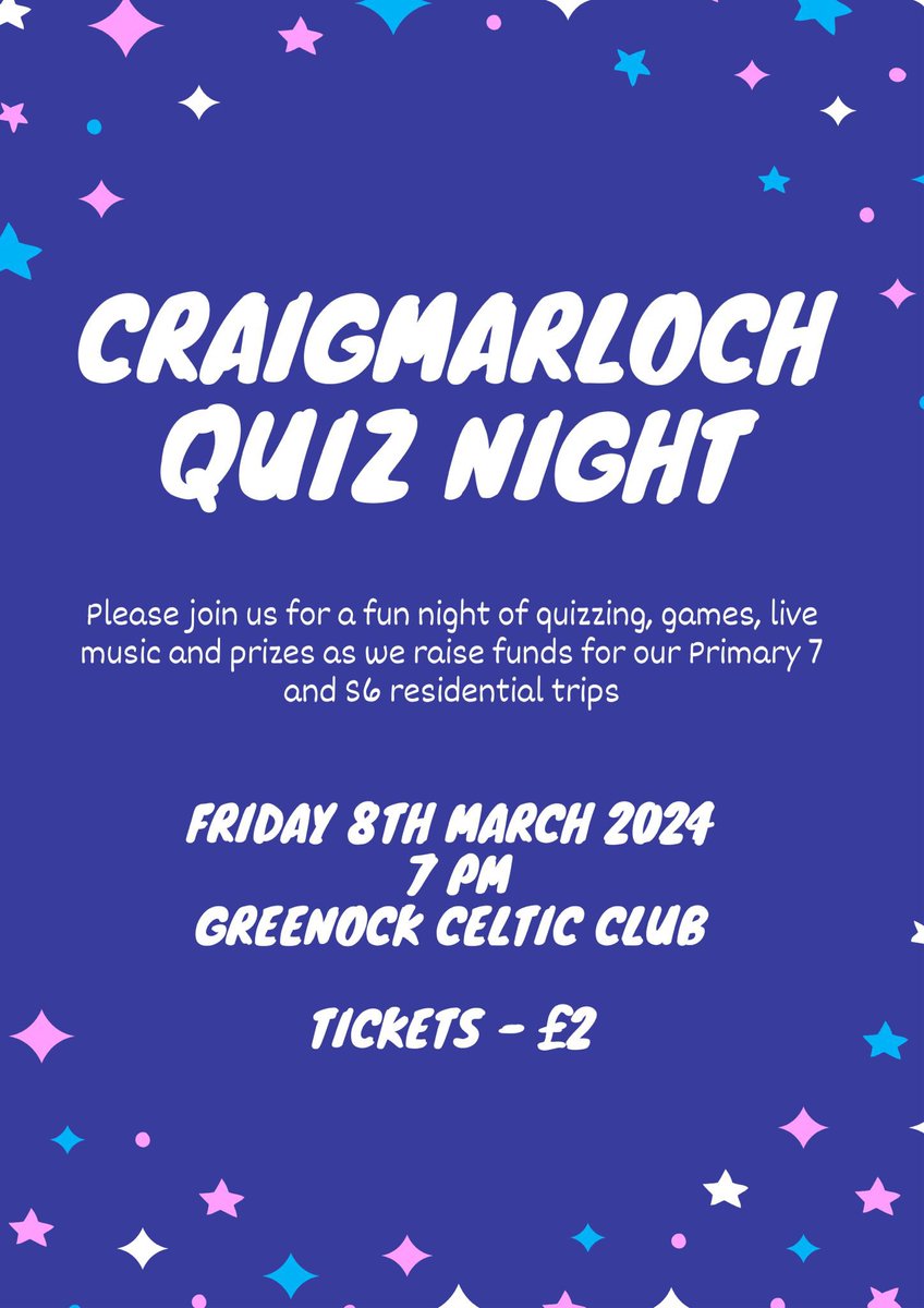 MrsMcCafferty1's tweet photo. Who's up for a quiz night with games, raffles and entertainment from local band Stray Potato? 🎉 

Help us to raise funds to send our young people on residential trips suited and adapted to their individual needs 💜

Team max of 6 people (18+). 
£2 per ticket https://t.co/p4IcIfdIBK