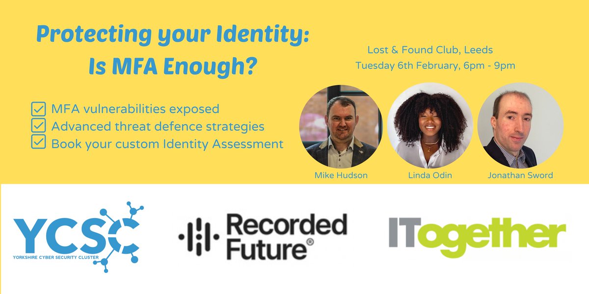 🚀 Ready for a night of cyber security brilliance? Join us on Feb 6th, 6-9pm at The Lost and Found Leeds Club. Hosted by Mike Hudson, along with guest speakers Linda and Jonathan.. free entry, free food, and free knowledge,  it’s going to be a great night! eventbrite.co.uk/e/protecting-y…
