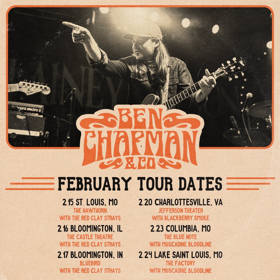 benchapmanmusic's tweet photo. February! Y’all ready to have some fun? Head to my website to grab your tickets… we’re gonna have us a good time out there. ⚡️ #countryfunk https://t.co/wSf8fVUsPc https://t.co/9jcQ3tAcxI