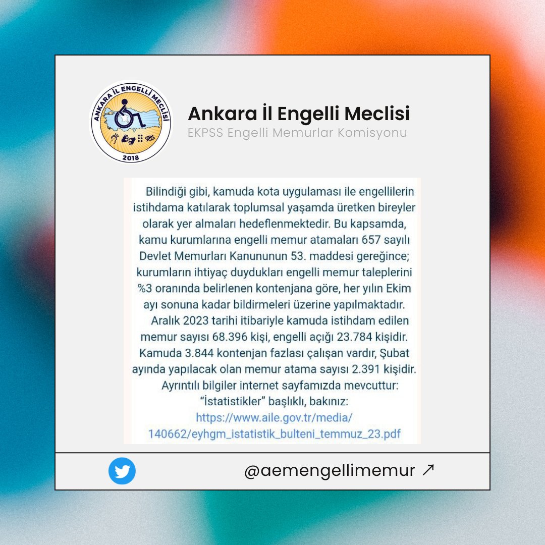 aemengellimemur's tweet photo. 🇹🇷 CİMER'den aldığımız cevap üzerine 23.784 kişilik engelli açığı olup hem de 3.844 kontenjan fazlası nasıl olmaktadır? 

🇹🇷 Bu açık nede atama ile kapatılmıyor? Her seferinde düşen atama sayılarından rahatsızız.

@RTErdogan
@MahinurOzdemir
@tcailesosyal
@ashb_eyhgm https://t.co/ubL3l6ze7M