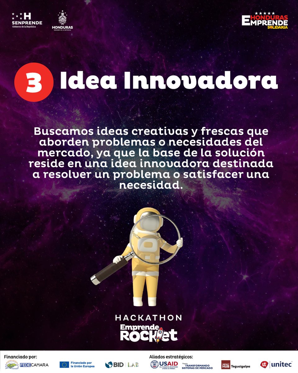 impacthubTGU's tweet photo. ¡Desata tu creatividad en el Hackathon de Emprende Rocket! 🚀 

🔐 ¡Inscríbete ahora! Forma tu equipo (mínimo 2, máximo 3 personas) y regístrate antes del 12 de febrero en: https://t.co/jJm74nDsuP

📍 UNITEC Campus de San Pedro Sula
🕒 Día 1: 9 AM - 7 PM | Día 2: 8 AM - 12 PM https://t.co/5jmcSh2xhQ