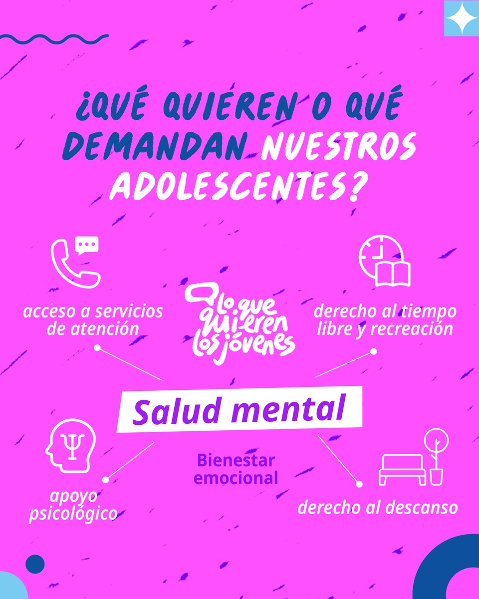 🔹 ¿Qué quieren los jóvenes para mejorar su bienestar?
🧠 La salud mental se destacó como uno de los elementos esenciales para posibilitar el bienestar emocional.
Sigue explorando los resultados de nuestros talleres  en el marco de la campaña #LoQueQuierenLosJovenes de <a href="/PMNCH/">PMNCH</a> 🙌🏼.