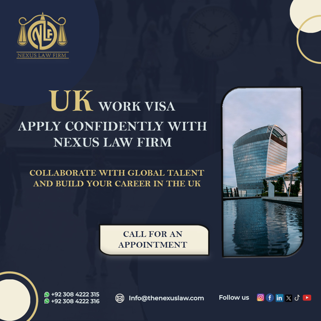 Unleash Your Career Potential in the UK! 🇬🇧

Error-Free applications, success potential, and interview coaching. Subscribe for insights! 📌 thenexuslaw.com 📞 +92 308 4222 315 | +92 308 4222 316 📧 info@thenexuslaw.com
#UKWorkVisa #NexusLawFirm #CareerGoals'