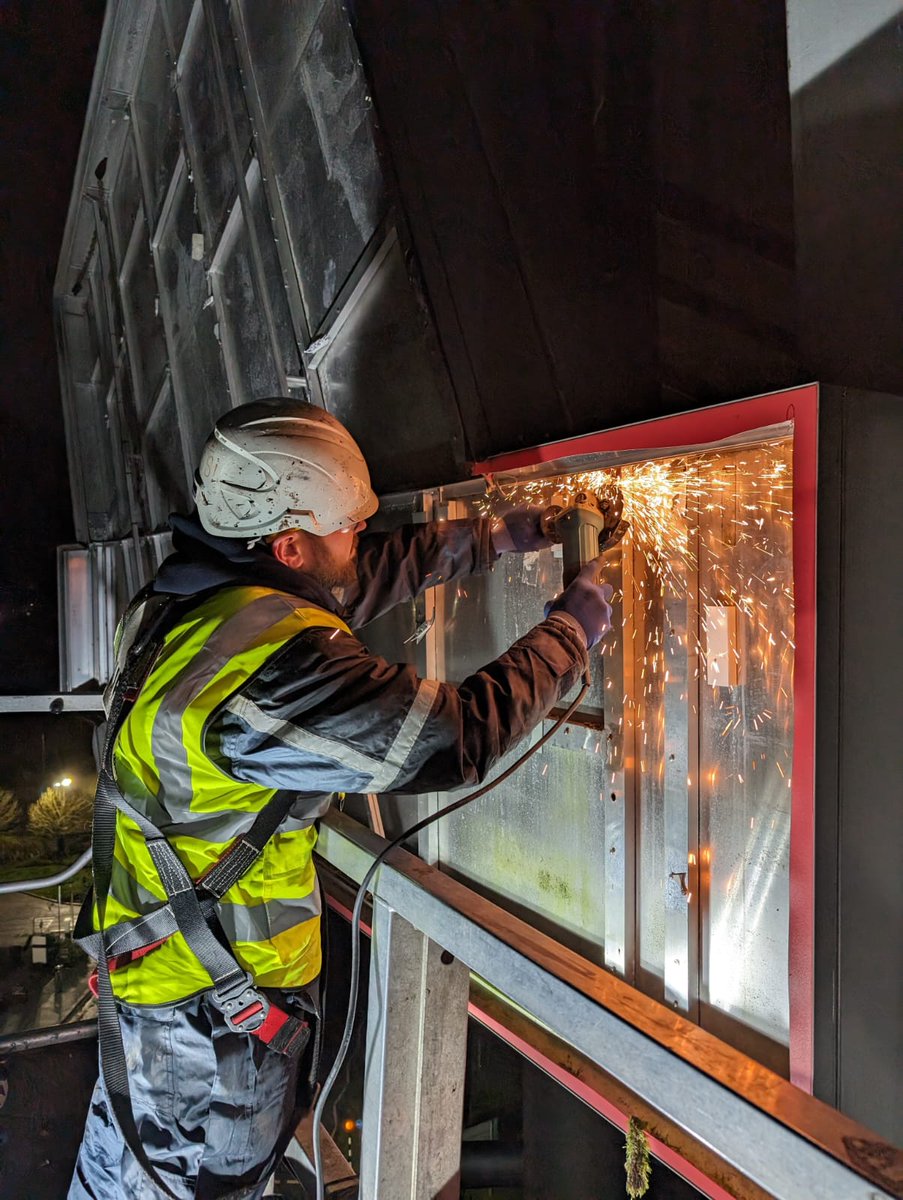 High level installation works by our team <a href="/SignsAndLines/">Signs And Lines Ltd</a> #SafetyFirst #workingatheight #IPAF #noheightistoobig #sitesafety #CSCS #nightworks