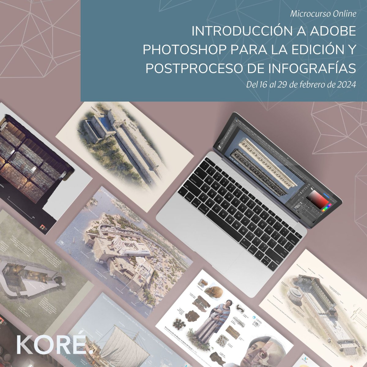 El próximo 16 de febrero comenzamos un nuevo microcurso #online con el que aprenderás a dominar Adobe #Photoshop para la edición de renderizados y la composición de #infografías atractivas y profesionales relacionadas con el patrimonio virtual. Más info: koreformacion.com/curso/microcur…