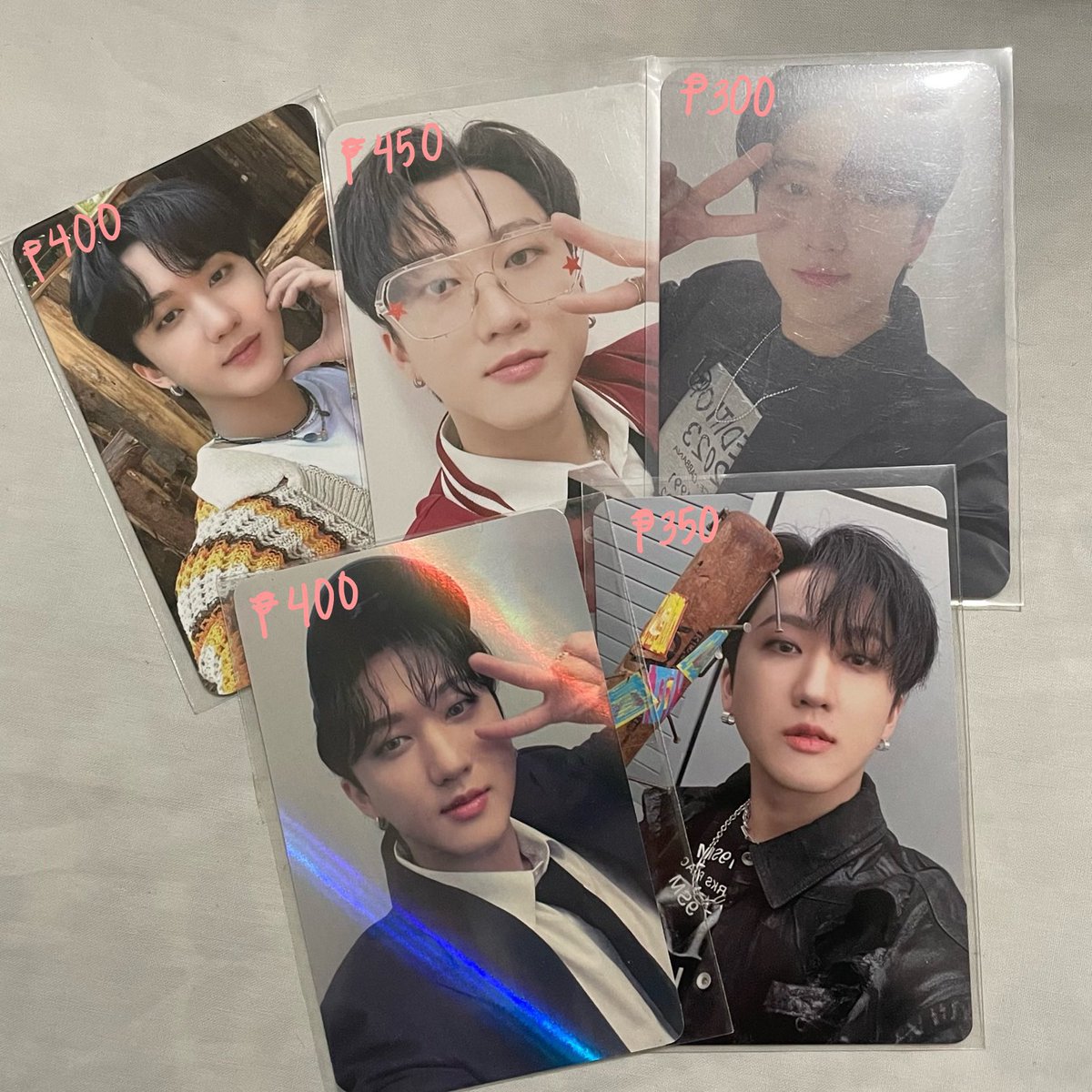 myunglixcart's tweet photo. wts lfb #myungbentalix ☁️

changbin assorted pobs 🎀

⭐️prices in the pic + pf + lsf 
⭐️payo (prio) / 1 week reservation 

please read my pinned tweet for other t&amp;c's 💕

🔖changbin five star withmuu stay in skz pob five star ldr3 red outfit pc 🎀 https://t.co/vX74JL6GZ0