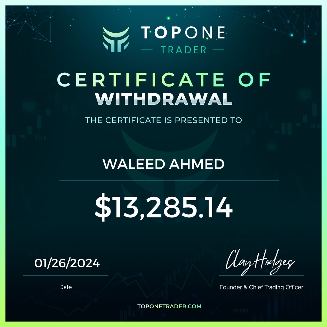 TopOneTrader's tweet photo. Waleed! Congratulations man.💰 https://t.co/YuNL66k6Cb