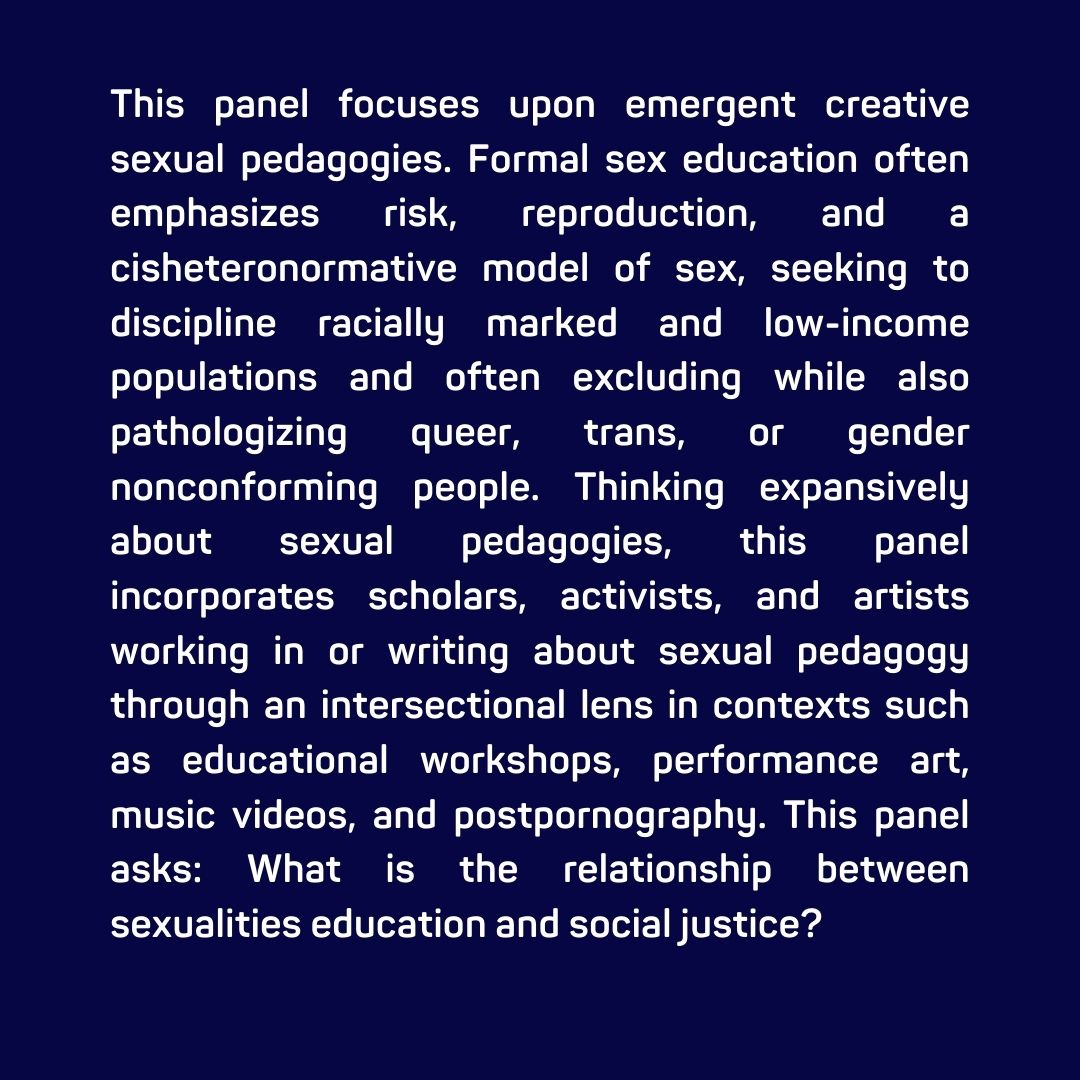 GCWSatMIT's tweet photo. Let's talk about sex!

Feminisms Unbound: Sexual Pedagogies and Social Justice with panelists Pamela Alvarez, Kinkinella, @parodevi @MizzProfCarney and @lunalunaluna

Do not miss this great conversation!

Register TODAY: https://t.co/2TtAiAPjIe https://t.co/t2dBH6en5j