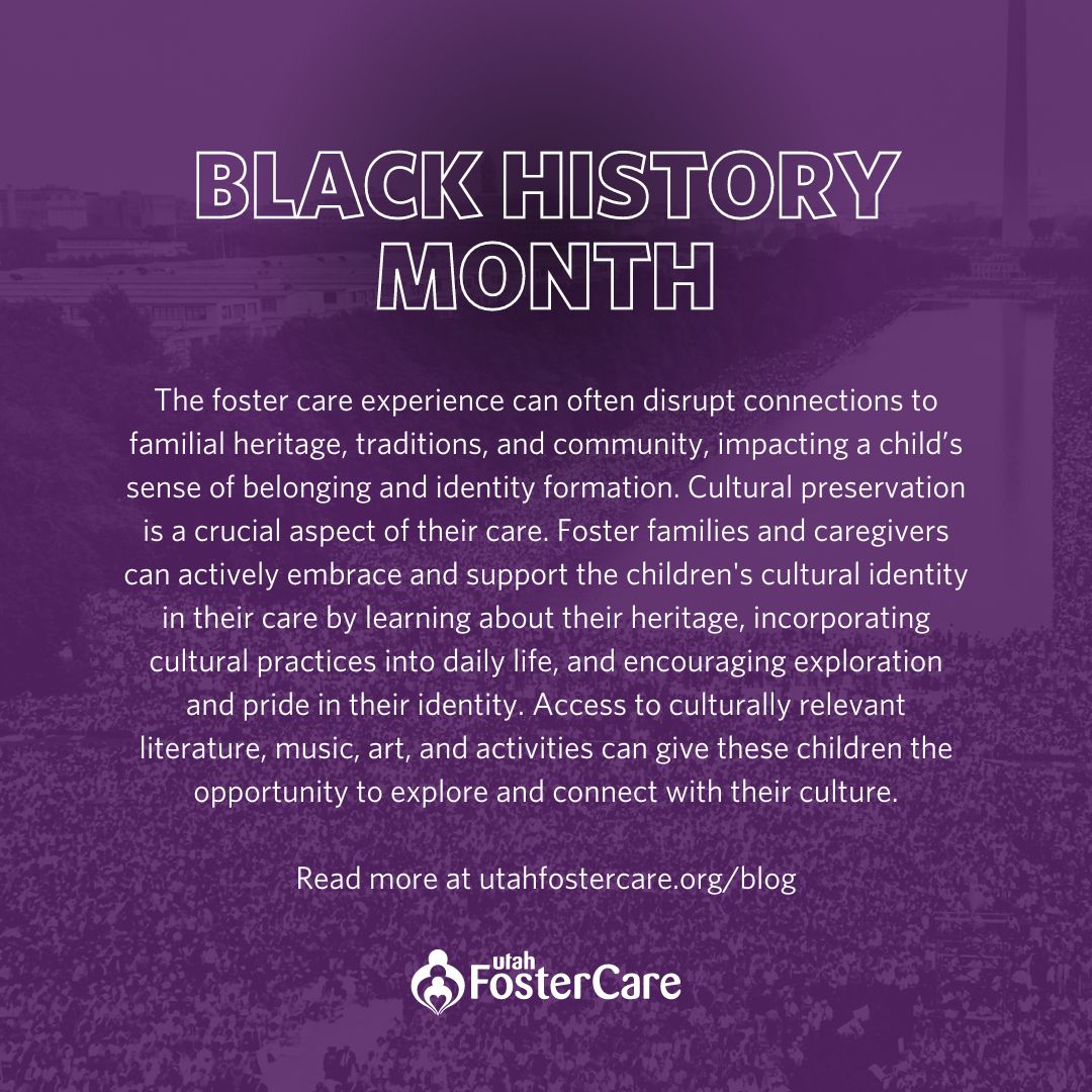 February is Black History Month. It's important that we encourage and support black children in foster care in creating and strengthening cultural connections. Read more on the Foster Blog at buff.ly/49hEzBr. 

#fostercare #blackhistorymonth