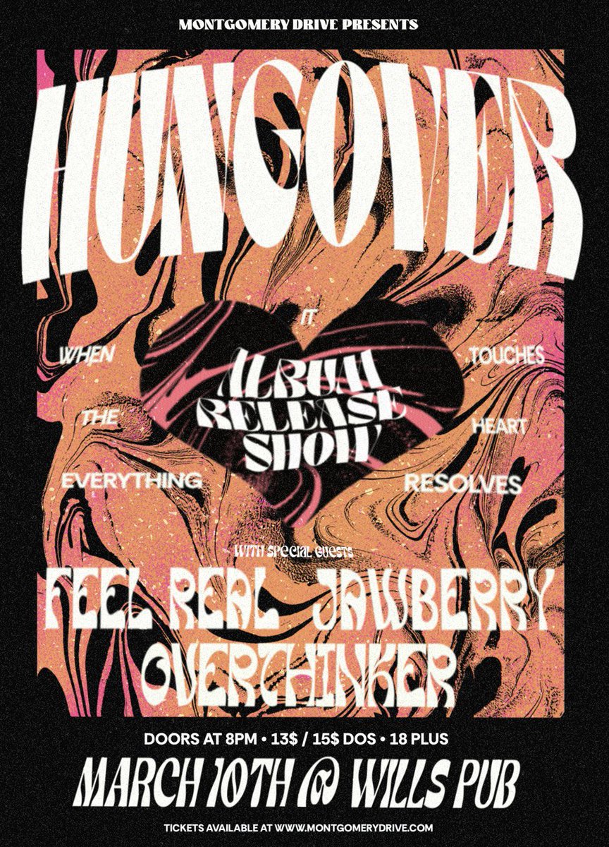 MontgomeryDrive's tweet photo. Just Announced 💥

@HungoverBand Album Release Show at @WillsPub with Special Guests

Feel Real, @JawberryMusic, and @OverthinkerFL on March 10th, 2024

Tickets via 🎟  https://t.co/jm0r1quwYj https://t.co/ynD3RBOaPr