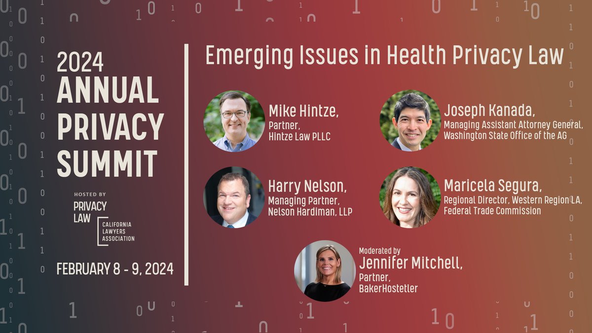 Major moves in health data: new laws, FTC enforcement actions, HHS OCR guidance, and more. Join our panelists as they highlight key developments and look ahead to 2024.  Register at: calawyers.org/privacy-summit

#CLAAnnualPrivacySummit #AnnualPrivacySummit24 #CLA #healthprivacy