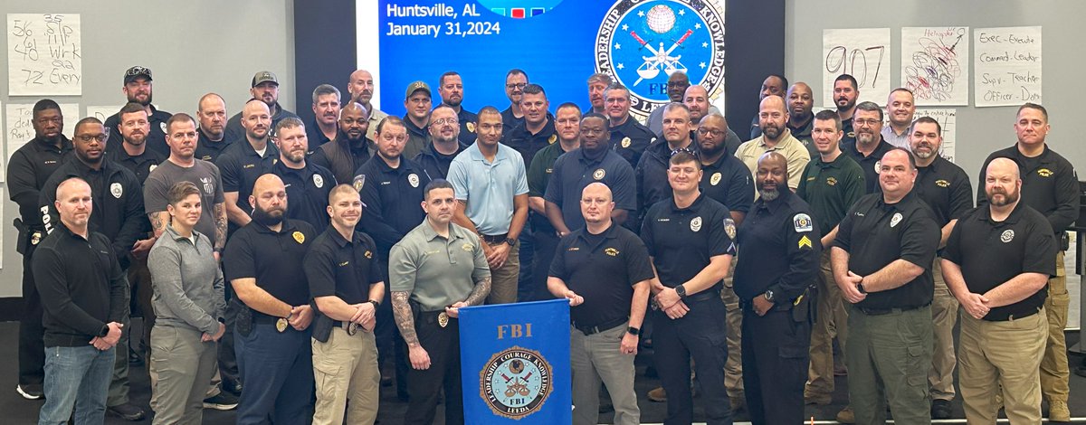 FBILEEDA's tweet photo. Congratulation to the graduates and Trilogy recipients of the SLI class in Huntsville, AL. Thank you Chief Kirk Giles and the Huntsville Police Department for hosting FBI-LEEDA.
#teamleeda #leadon #fbileeda #leadership #lawenforcementtraining https://t.co/JrumuwsLh6