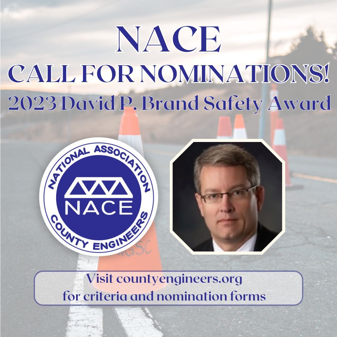 EngineersNACE's tweet photo. Call for nominations for the David P. Brand Safety Award! Beginning at the NACE 2017 Annual Conference, we awarded the first ever David P. Brand Safety Award to Dave.  To nominate a deserving individual, visit https://t.co/isANa505A3 #countyengineers #safety https://t.co/hRJTTUxSnQ