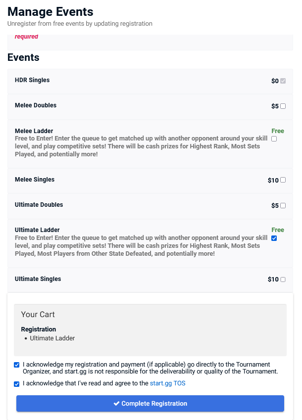 SmashNextDoor's tweet photo. If you have already registered before the ladder was added as an event, you can go to your Tournament Dashboard, and add the ladder to your registration at any time! We will of course be accepting on-site registration for the ladder, but this is easier for us https://t.co/cmG2B01ttt