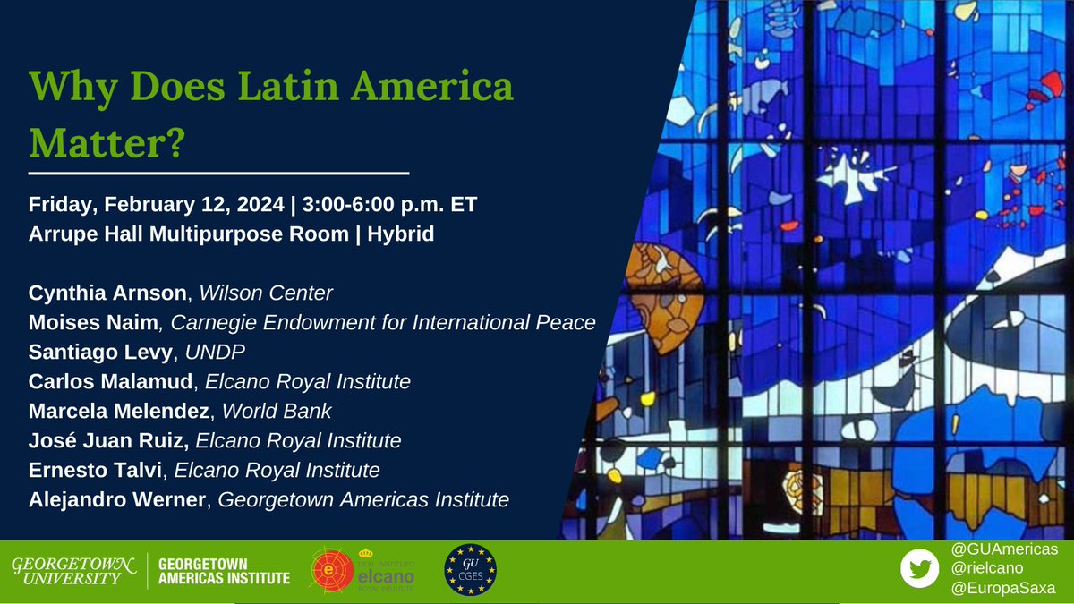 🇪🇺 and 🇺🇲 perceive #LAC as plagued by political/economic failures. Is this true? On Feb 12, join @CindyArnson, Santiago Levy @CarlosMalamud @MelendezMarcela @MoisesNaim @ElcanoJjRuiz @ernesto_talvi & @alejandrowerne7 to discuss @rielcano report “Why Does Latin America Matter?”