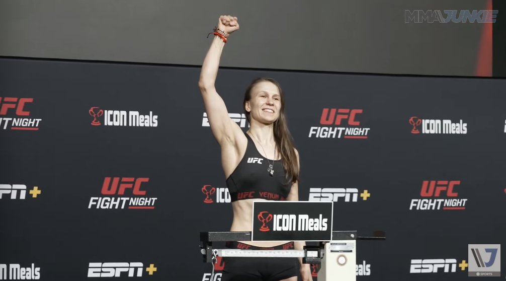 #UFCVegas85 weigh-in results: Julija Stoliarenko (@JulijaMMA_LT) – (126) Full coverage: tinyurl.com/235Weights