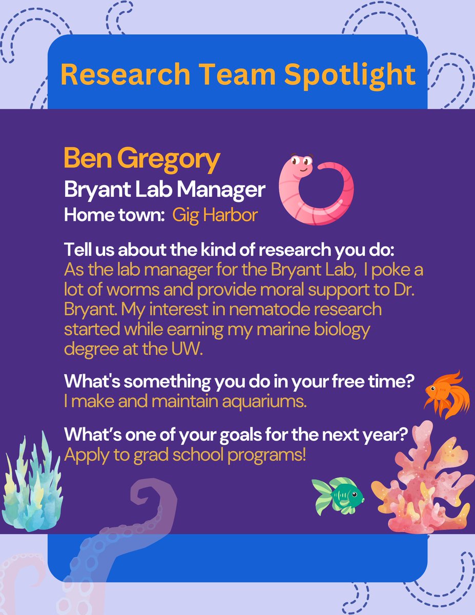 UW_NBIO (@uw_nbio) on Twitter photo We're wrapping up #TechWeek2024 with one last Research Staff Spotlight: Meet Ben Gregory, Lab Manager for the <a href="/astrab/">Astra Bryant, PhD</a> Lab and amateur aquarist. #fishfriday 🙃 Oh and there are bagels in G-328. Get 'em while there's schmear. We're wrapping up #TechWeek2024 with one last Research Staff Spotlight: Meet Ben Gregory, Lab Manager for the <a href="/astrab/">Astra Bryant, PhD</a> Lab and amateur aquarist. #fishfriday 🙃 Oh and there are bagels in G-328. Get 'em while there's schmear.