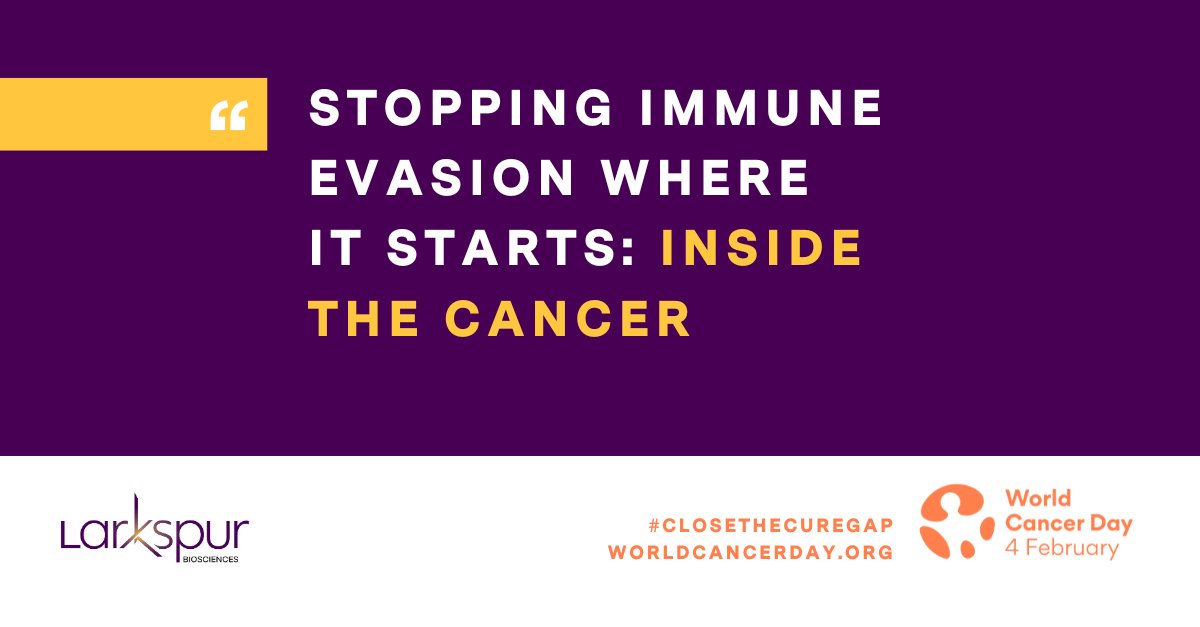 Cancer txs have come a long way but many patients still respond poorly or not at all. At Larkspur, we’re developing a new wave in cancer therapy that stops immune evasion where it starts: in the tumor. Learn how we're closing the care gap: bit.ly/3HGxDC6 #WorldCancerDay