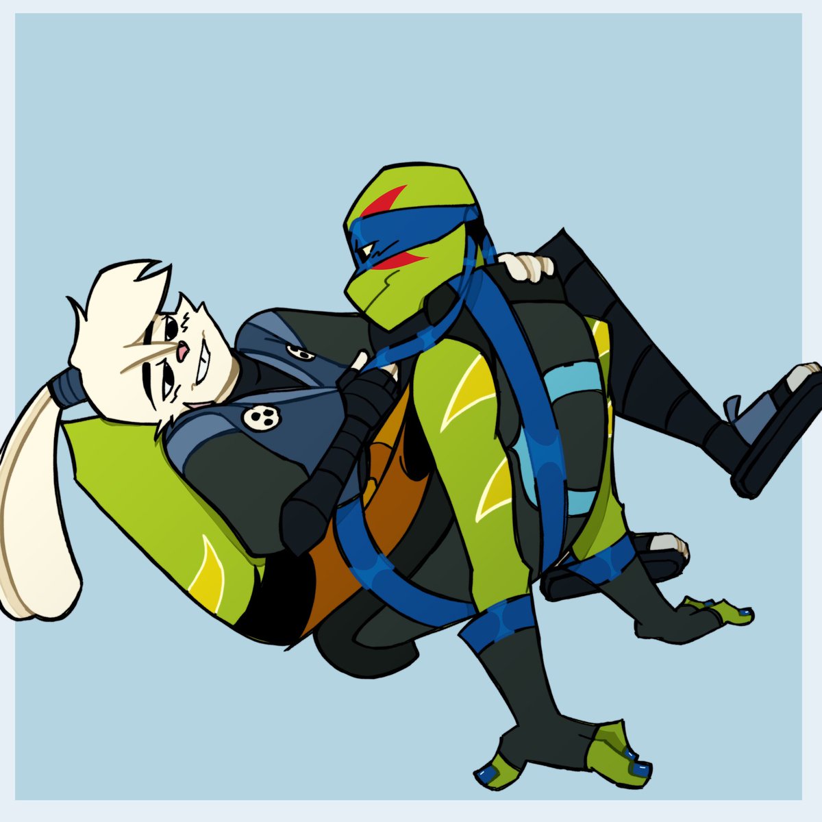 Kami_Kans's tweet photo. Feelin the burn out this week so have these 2 idiots :) #rottmnt #rottmntleo #yuichiusagi #smaurairabbit #leosagi #leochi https://t.co/UW1OLQLWFK