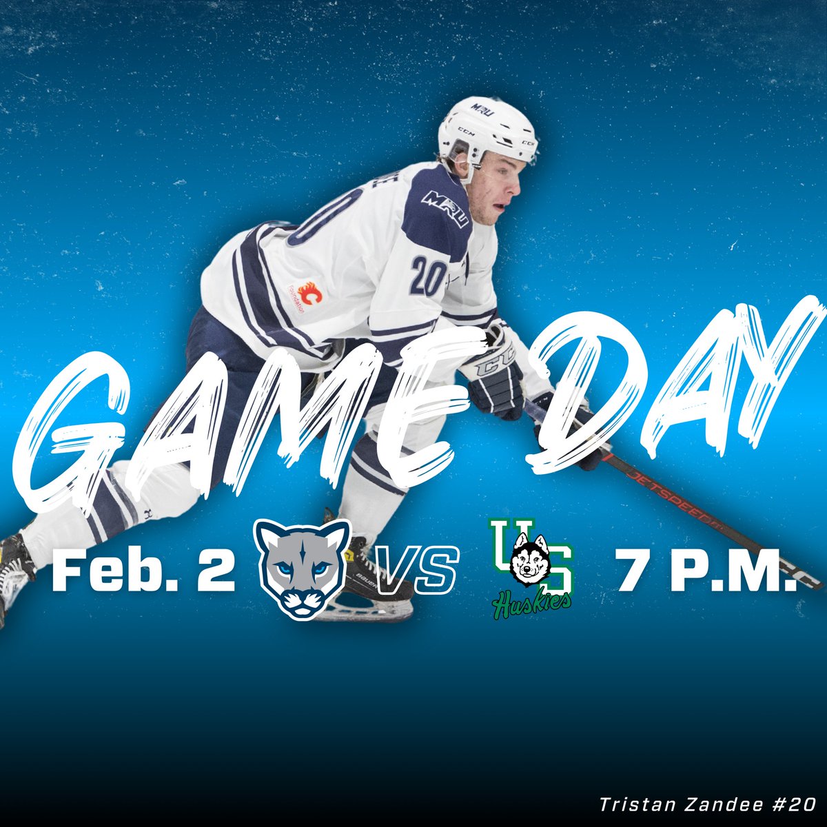 MRUmhockey's tweet photo. 🚨It’s Game Day!🚨

The Cougars get back to work tonight as they host the UofS Huskies. Puck drop @7PM!

⏰: 7:00 p.m. (MST)
🆚: Huskies
📍: Flames Community Arena
📺: https://t.co/Hyrbqbf90g

#wearethecougars @usportsca https://t.co/xYD2ks6Oby